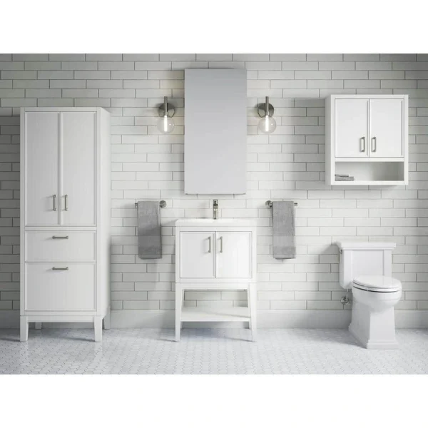 KOHLER Winnow 24.12in. Single Sink Freestanding White Bath Vanity with White Quartz Top Assembled
