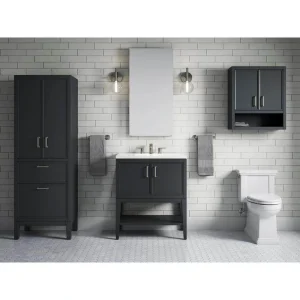 KOHLER Winnow 30.12in. Single Sink Freestanding Slate Grey Bath Vanity with White Quartz Top Assembled