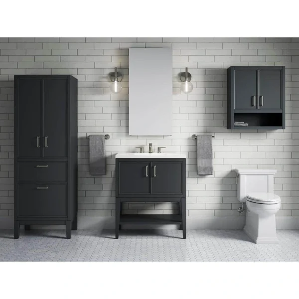 KOHLER Winnow 30.12in. Single Sink Freestanding Slate Grey Bath Vanity with White Quartz Top Assembled