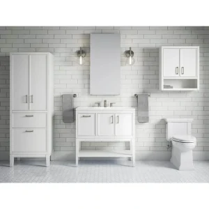 KOHLER Winnow 36.06in. Single Sink Freestanding White Bath Vanity with White Quartz Top Assembled