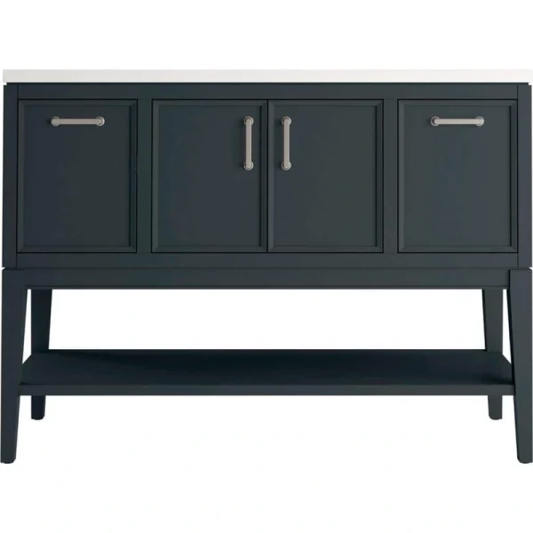 KOHLER Winnow 48.12in. Single Sink Freestanding Slate Grey Bath Vanity with White Quartz Top Assembled