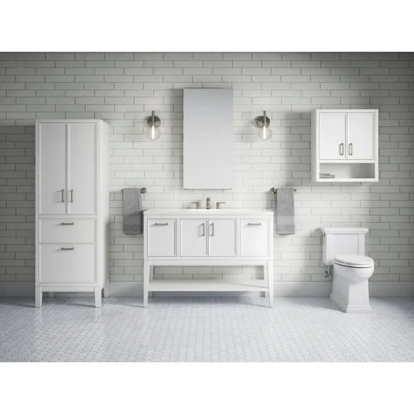 KOHLER Winnow 48.12in. Single Sink Freestanding White Bath Vanity with White Quartz Top Assembled