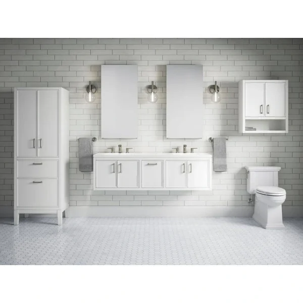 KOHLER Winnow 60.13in. Double Sink Freestanding White Bath Vanity with White Quartz Top Assembled