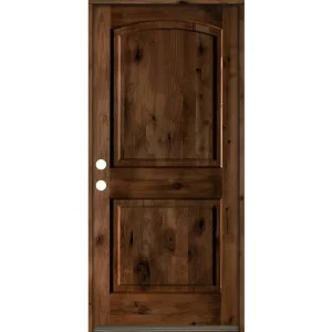 Krosswood Doors 30 in. x 80 in. Rustic Knotty Alder Arch Top Provincial Stain Right-Hand Inswing Wood Single Prehung Front Door
