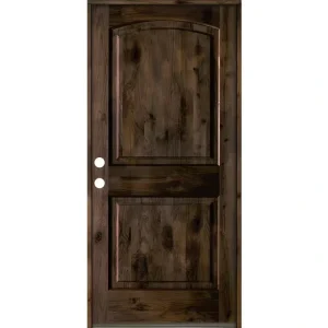 Krosswood Doors 32 in. x 80 in. Knotty Alder 2 Panel Right-Hand/Inswing Black Stain Wood Prehung Front Door