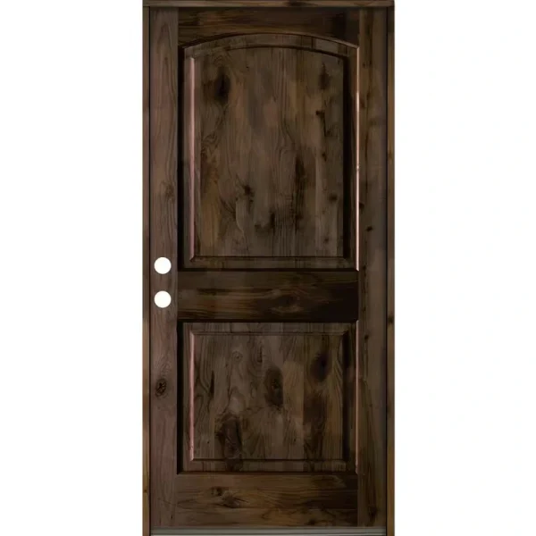 Krosswood Doors 32 in. x 80 in. Knotty Alder 2 Panel Right-Hand/Inswing Black Stain Wood Prehung Front Door