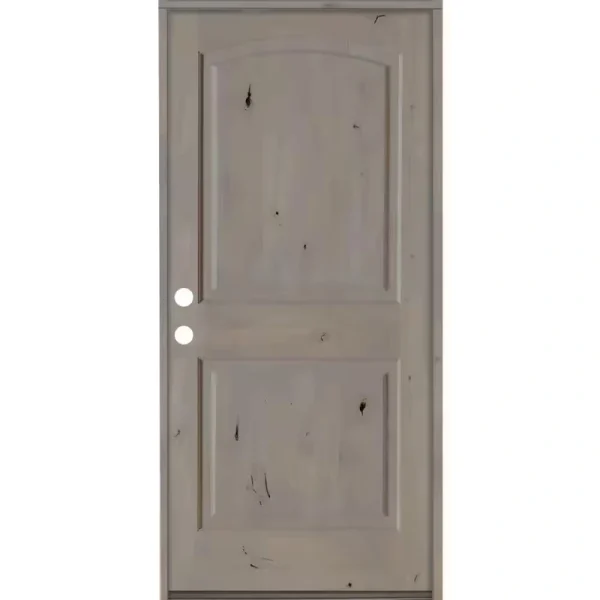 Krosswood Doors 32 in. x 80 in. Knotty Alder 2 Panel Right-Hand/Inswing Grey Stain Wood Prehung Front Door