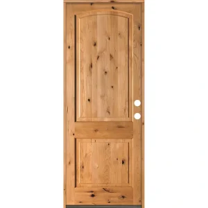 Krosswood Doors 36 in. x 96 in. Rustic Knotty Alder Arch Top Clear Stain Left-Hand Inswing Wood Single Prehung Front Door