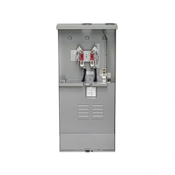 Leviton 200 Amp Outdoor Meter Main Combo, 8 Spaces, Ringless with Internal Trough