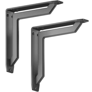 Lucca Designer 10 in. L Black Iron Decorative Heavy Duty Shelf Bracket (2-Pack) T726935630