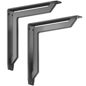 Lucca Designer 12 in. L Black Iron Decorative Heavy Duty Shelf Bracket (2-Pack) T726936421