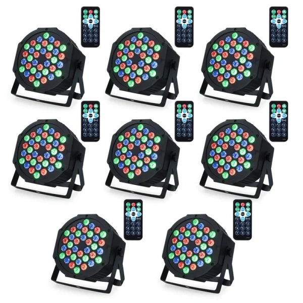 Lukyamzn 36 LED Par Lights Stage Lights with Sound Activated Remote Control & DMX Control, Stage Lighting Uplights – 8 Pack