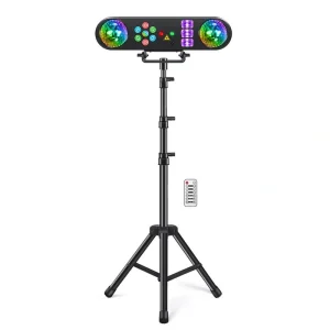 Lukyamzn 5 in 1 Party Bar Light Set with Stand, Rotating Ball, Strobe, UV, Colorful and Pattern, Sound Activated Lighting System