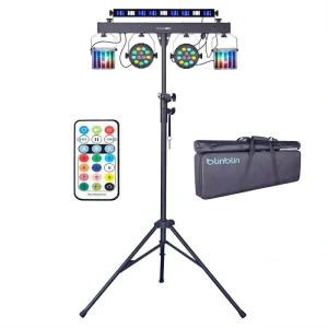 Lukyamzn 5 in 1 Party Disco Lights with Stand, Sound Activated Stage Lighting with DMX & Remote Control, Disco Ball with Bag