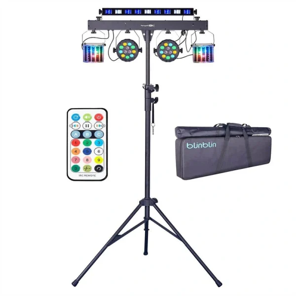 Lukyamzn 5 in 1 Party Disco Lights with Stand, Sound Activated Stage Lighting with DMX & Remote Control, Disco Ball with Bag