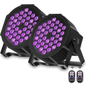 Lukyamzn Black Lights, 36LED UV Lights Blacklight with Glow with DMX and Remote Control Stage Lighting – 2 Pack