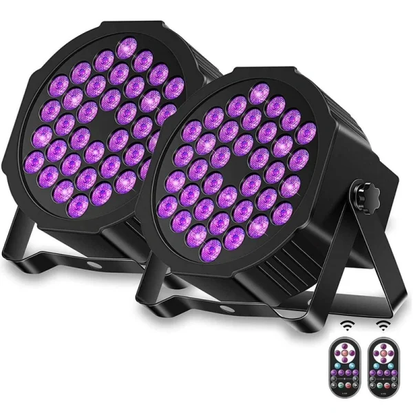Lukyamzn Black Lights, 36LED UV Lights Blacklight with Glow with DMX and Remote Control Stage Lighting – 2 Pack
