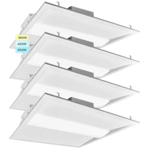LUXRITE 2 ft. x 2 ft. 2500/3750/5000 Lumens Integrated LED Panel Light 3 Color Options 3500K/4000K/5000K Dimmable (4-Pack)