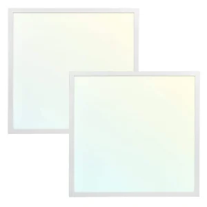 LUXRITE 2 x 2 ft. Integrated LED Flat Panel Light 5-CCT 3000K – 6500K, 20/30/40W, 5000-Lumens 0-10V Dimmable DLC and ETL 2-Pack