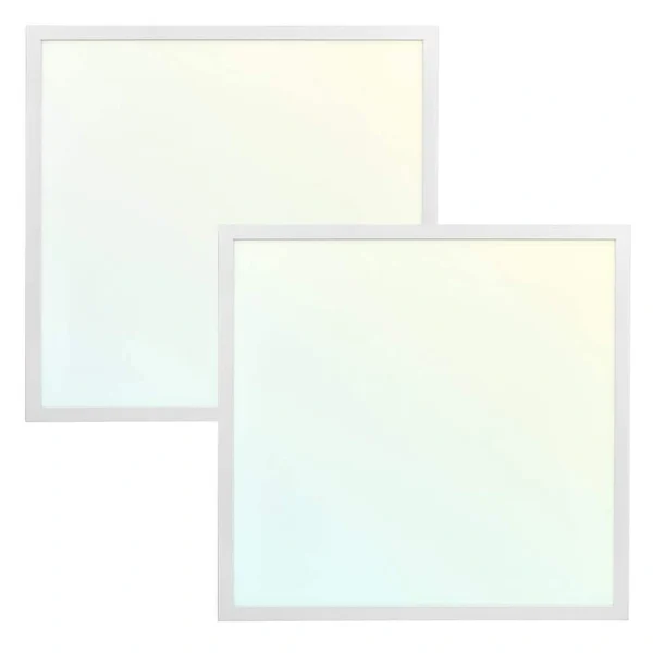 LUXRITE 2 x 2 ft. Integrated LED Flat Panel Light 5-CCT 3000K – 6500K, 20/30/40W, 5000-Lumens 0-10V Dimmable DLC and ETL 2-Pack