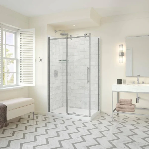 MAAX Odyssey SC 48 in. x 32 in. x 78 in. 8mm Sliding Shower Door for Corner Installation with Clear glass in Chrome