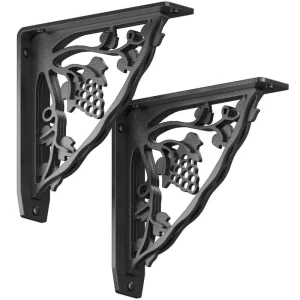 Madeira 8 in. L Black Iron Heavy Duty Shelf Bracket (2-Pack) T726936657
