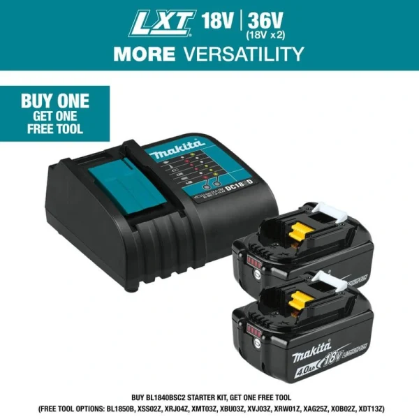 Makita 18-Volt LXT Lithium-Ion Battery and Charger Starter Pack (4.0Ah)