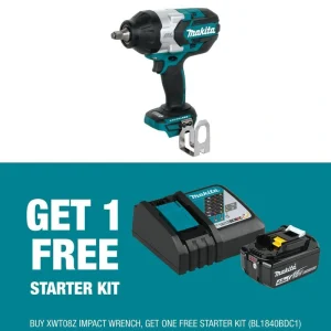 Makita 18V LXT High-Torque 1/2 in Sq. Drive Impact Wrench with bonus 18V 4.0Ah LXT Lithium-Ion Battery and Charger Starter Pack