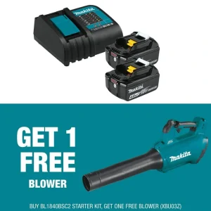 Makita 18V LXT Lithium-Ion Battery and Charger Starter Pack (4.0Ah) with bonus 18V LXT Lithium-Ion Brushless Cordless Blower