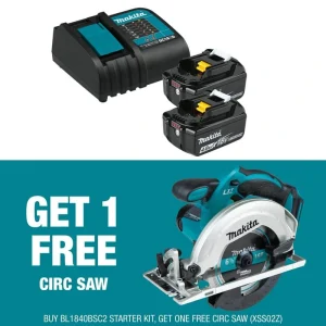 Makita 18V LXT Lithium-Ion Battery and Charger Starter Pack (4.0Ah) with bonus 18V LXT Lithium-Ion Cordless 6-1/2″ Circular Saw