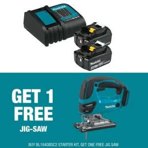 Makita 18V LXT Lithium-Ion Battery and Charger Starter Pack (4.0Ah) with bonus 18V LXT Lithium-Ion Cordless Jig Saw