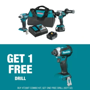 Makita 18V LXT Lithium-Ion Brushless Combo Kit 5.0 Ah (2-Pc) with bonus 18V LXT Lithium-Ion Brushless Cordless Impact Driver