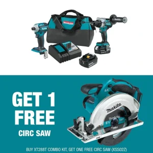 Makita 18V LXT Lithium-Ion Brushless Cordless Combo Kit 5.0 Ah (2-Piece) with bonus 18V LXT 6-1/2 in. Lightweight Circular Saw