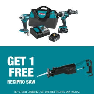 Makita 18V LXT Lithium-Ion Brushless Cordless Combo Kit 5.0 Ah (2-Piece) with bonus 18V LXT Lithium-Ion Reciprocating Saw