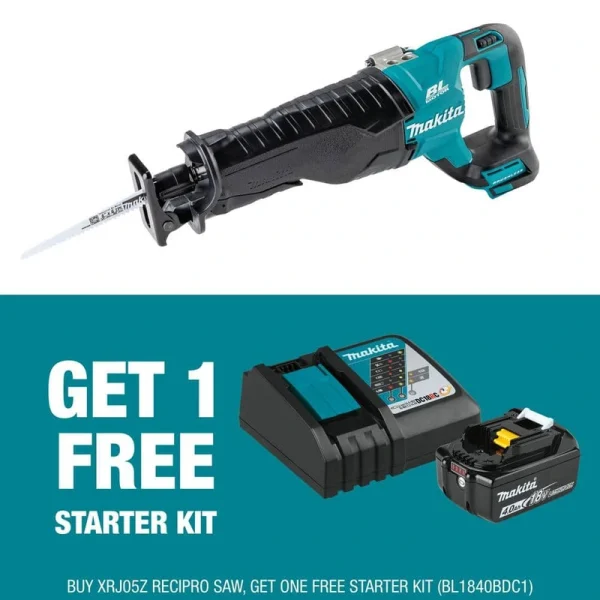 Makita 18V LXT Lithium-Ion Brushless Cordless Recipro Saw with bonus 18V 4.0Ah LXT Lithium-Ion Battery and Charger Starter Pack