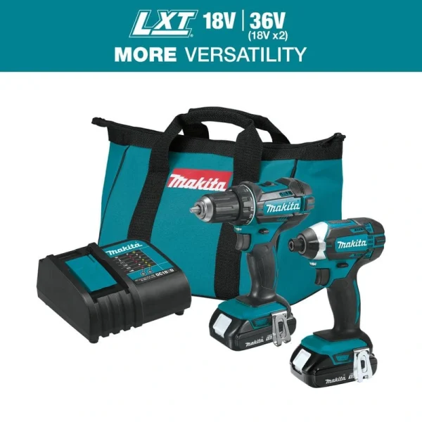 Makita 18V LXT Lithium-Ion Cordless Compact 2-Piece Combo Kit 1.5 Ah (Driver-Drill/Impact Driver)