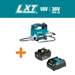 Makita 18V LXT Lithium-Ion Grease Gun with bonus 18-Volt LXT Lithium-Ion 3.0Ah Battery and 18V LXT Adapter for XGT Chargers