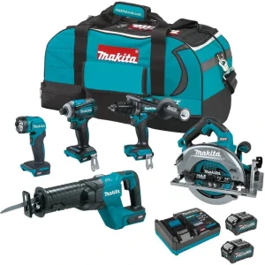 Makita 40-Volt max XGT Brushless Cordless 5-piece Combo Kit (Hammer Drill/Impact/Recip Saw/Circ Saw/Flashlight) 4.0Ah