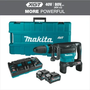 Makita 40V max X2 XGT 80V max Brushless Cordless 28 lb. AVT Demolition Hammer Kit, AWS 4.0Ah