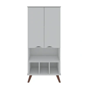Manhattan Comfort Hampton Off White and Maple Cream 6-Shelf Office Cabinet