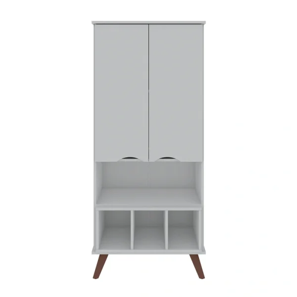 Manhattan Comfort Hampton Off White and Maple Cream 6-Shelf Office Cabinet