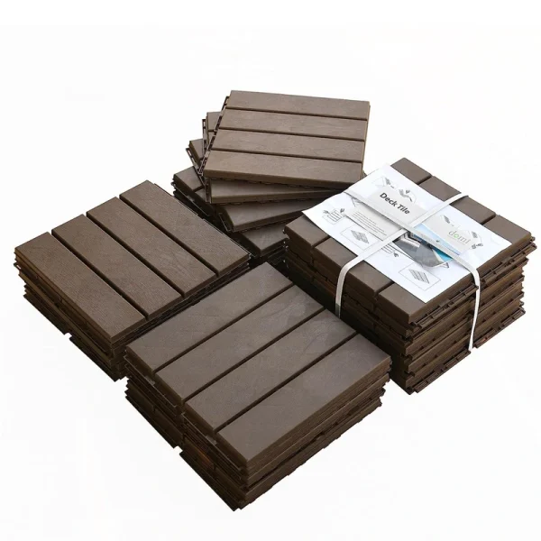 Maocao Hoom 12-in x 12-in Dark Brown Prefinished Pressure Treated Vinyl/Plastic Deck Tile (27-sq ft) T726915028