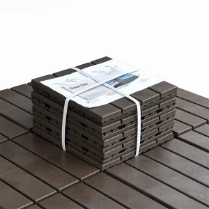 Maocao Hoom 12-in x 12-in Dark Brown Prefinished Pressure Treated Vinyl/Plastic Deck Tile (9-sq ft) T726915390