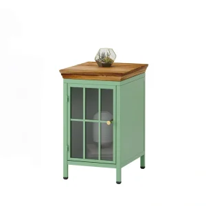 Maocao Hoom Nightstand with Storage Cabinet and Solid Wood Tabletop, Green