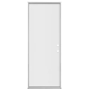 Masonite 30 in. x 80 in. Premium Flush Left Hand Inswing Primed Steel Prehung Front Exterior Door No Brickmold