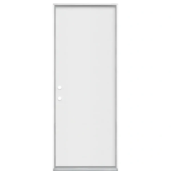 Masonite 30 in. x 80 in. Premium Flush Right-Hand Inswing Primed White Steel Prehung Front Exterior Door