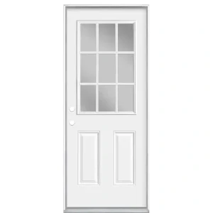 Masonite 32 in. x 80 in. Premium 9 Lite Right-Hand Inswing Primed Steel Prehung Front Exterior Door No Brickmold