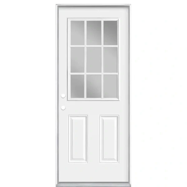 Masonite 32 in. x 80 in. Premium 9 Lite Right-Hand Inswing Primed Steel Prehung Front Exterior Door No Brickmold