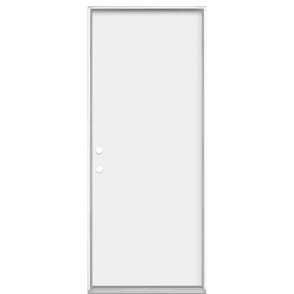 Masonite 32 in. x 80 in. Premium Flush Right-Hand Inswing Primed Steel Prehung Front Exterior Door No Brickmold