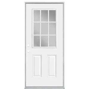 Masonite 36 in. x 80 in. Premium 9-Lite Right-Hand Inswing Primed Steel Prehung Front Exterior Door No Brickmold
